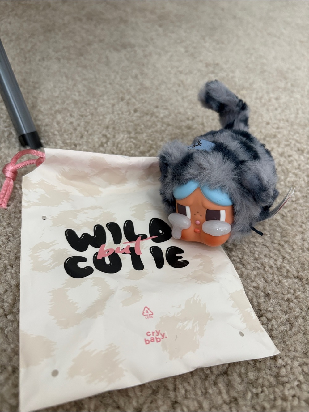 Cry Baby Wild Cutie Plush Keychain - Gray Blue